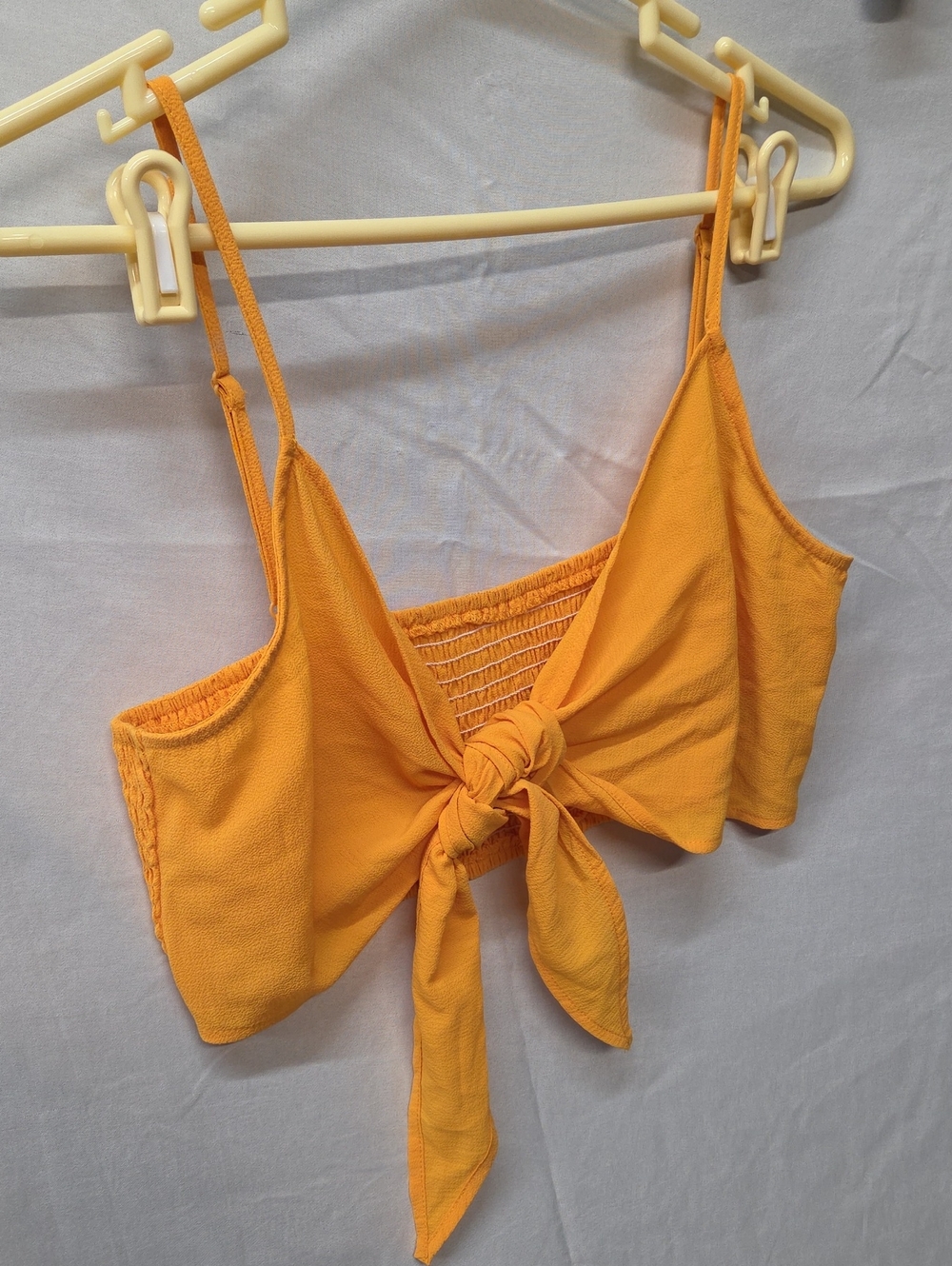 SHEIN Yellow Tie-Front Crop Top Sz L
